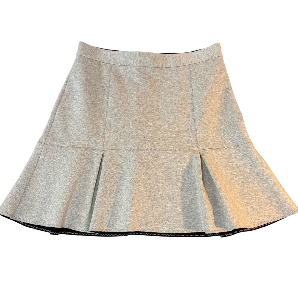 Madewell Heather Gray Pleated Mini Skirt Flared Hem Sweatshirt material Size 6